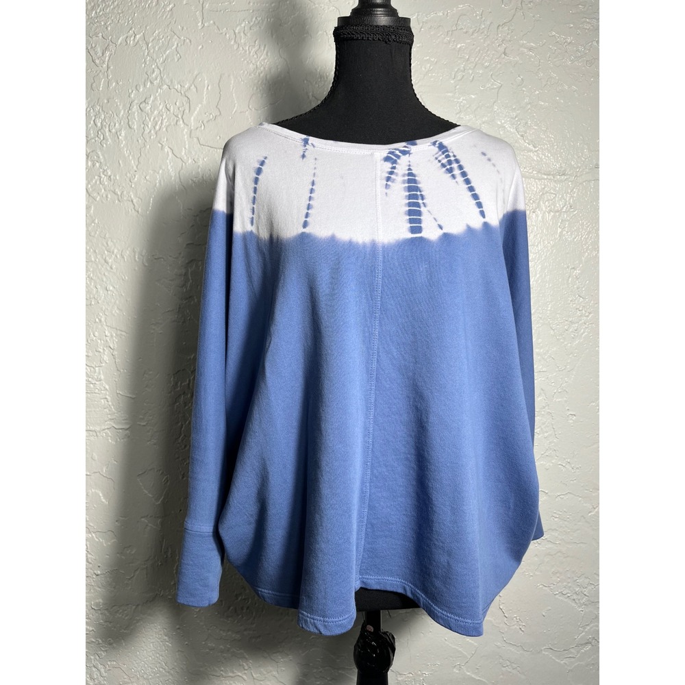 Pure Jill J.Jill S Blue White Tie Dye Organic Cotton Oversized Sweatshirt Top